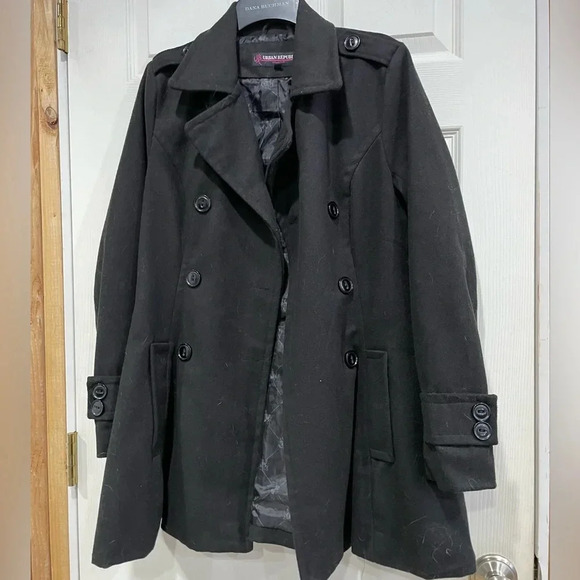 Urban Republic Wool Trench Coat Size Small Black - Picture 1 of 5
